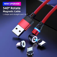 Nouveauté 540 degrés câble de charge Micro USB chargeur magnétique 360 chargeur 3A LED câble de lumière pour accessoires de téléphone