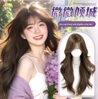 Perruque complète synthétique améliorée pour femme, fabriquée à la machine, sans filet, avec raie, style Deep Wave, tendance
