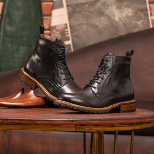 <span class=keywords><strong>Bottes</strong></span> Western en Cuir Véritable Premium pour Hommes, à <span class=keywords><strong>Lacets</strong></span> à la Cheville, Légères, Douces, Vintage, pour Tenue de Travail Décontractée - Product Image 2
