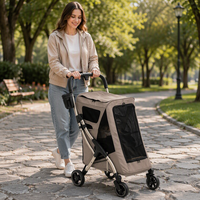 Poussette de voyage de luxe pour grands chiens, chariot en aluminium, imperméable, personnalisable, réglable et pliable pour deux chiens