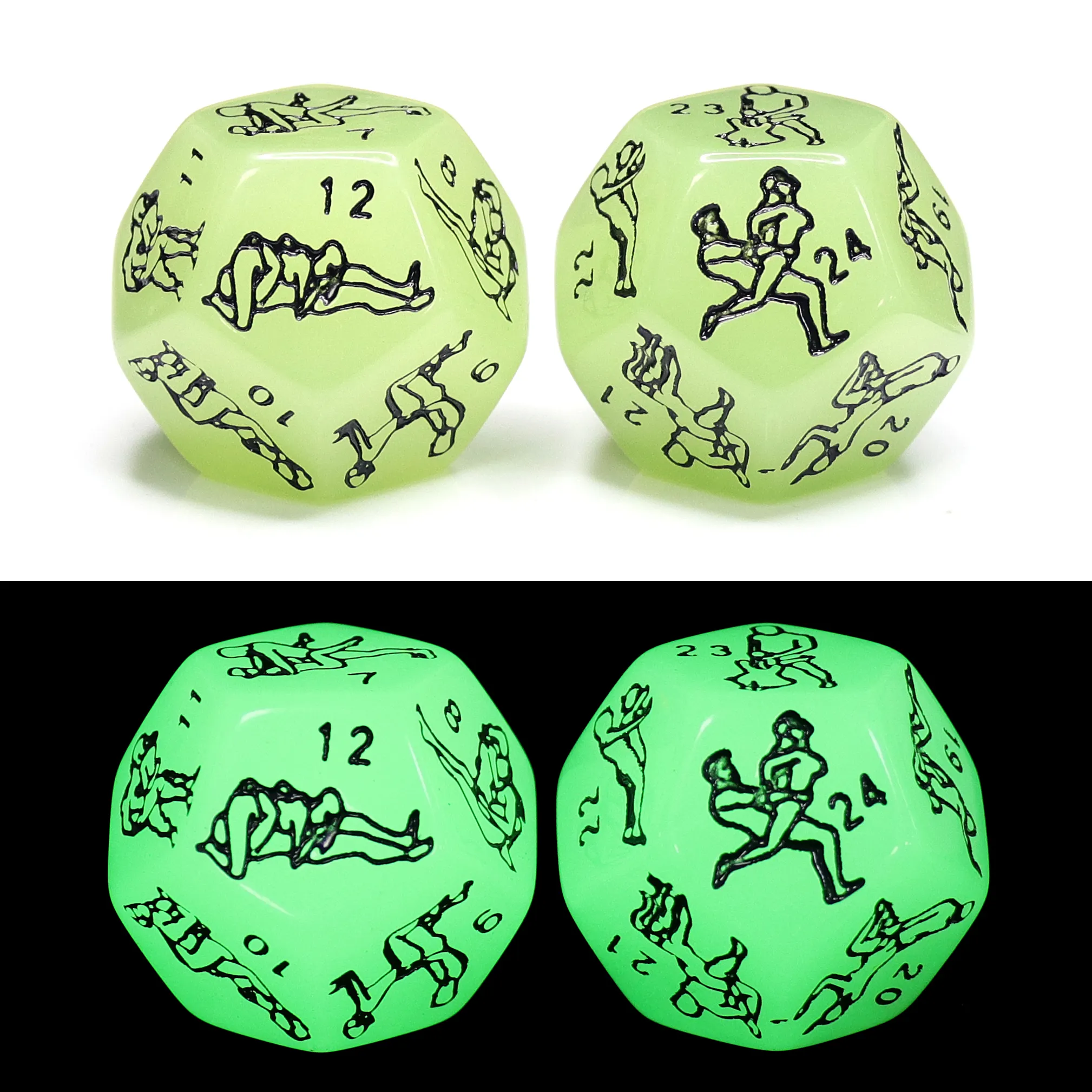 Hot Selling Glow in the Dark 12 Sided exotic adult Sex Game Dice for couples