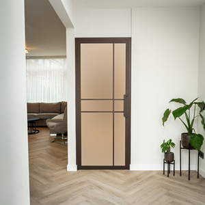 Porta Interna in Acciaio - Bronzo - 6 Pannelli - Vetro Fumé Bronzo - Design di Lusso - Product Image 5