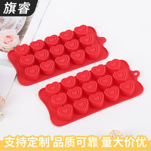 Heart Shape Silicone <b>Mold</b> 20 Cavity Red Baking Tool For <b>Cake</b> Decoration DIY Fondant Chocolate Molding - Product Image 2