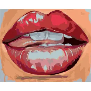 Oil Painting By Number Sexy Lips DIY Picture By Number Kits Drawing On Canvas Home Wall Art Decor