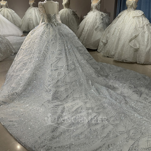 <span class=keywords><strong>Robe</strong></span> de mariée de bal Dw0177, <span class=keywords><strong>robe</strong></span> de mariée à lacets recouverts, manches longues, dentelle, perles, dos nu, robes de mariée personnalisées Jancember - Product Image 5