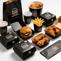 Ensemble de restauration rapide pliable et personnalisable, écologique et biodégradable, pour burgers, frites, poulet frit, hot-dogs, avec emballages UV