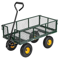 Chariot de jardin pliable en acier grillagé avec roues pour gazon, conception fermée pour outils, personnalisation OEM disponible