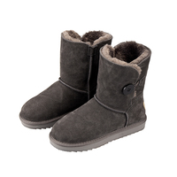 Bottes demi-bottes imperméables à plateforme Bottes de neige à boutons en fourrure Chaussures chaudes pour femmes