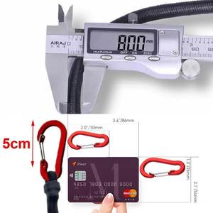 Airaj – corde élastique de 8mm avec mousqueton rouge, sangle de camping ovale ultralégère de 60cm pour kayak, vélo, bagages - Product Image 1