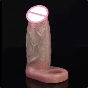 Funda de silicona realista para pene, masturbador masculino, anillo para pene, juguetes sexuales elásticos para hombres, tacto de piel. - Product Image 1