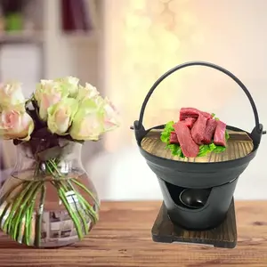 Chaudron en fonte <span class=keywords><strong>fondue</strong></span> au fromage Nabe Shabu Brew ensemble de marmites bouillantes avec poignée et poêle à alcool - Product Image 3