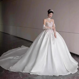 Nuevo Vestido <span class=keywords><strong>de</strong></span> Novia <span class=keywords><strong>de</strong></span> Satén 2025 <span class=keywords><strong>de</strong></span> Alta Calidad Estilo Retro Francés con Top <span class=keywords><strong>de</strong></span> Tubo y Decoración <span class=keywords><strong>de</strong></span> Encaje Gasa Ligera <span class=keywords><strong>para</strong></span> Salir - Product Image 2