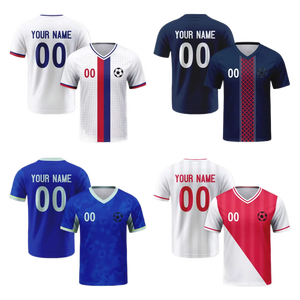 Maillot de football personnalisé avec logo 2026 Nouveau design Col en V Manches courtes Respirant Anti-transpiration Unisexe Adulte Vente en gros - Product Image 1