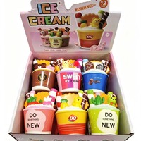 Jouet Squishy Réaliste en Forme de Tasse de Crème Glacée Colorée avec Décoration de Crème et Bâtonnet de Chocolat, à Pétrir, à Rebond Lent, pour le Soulagement du Stress