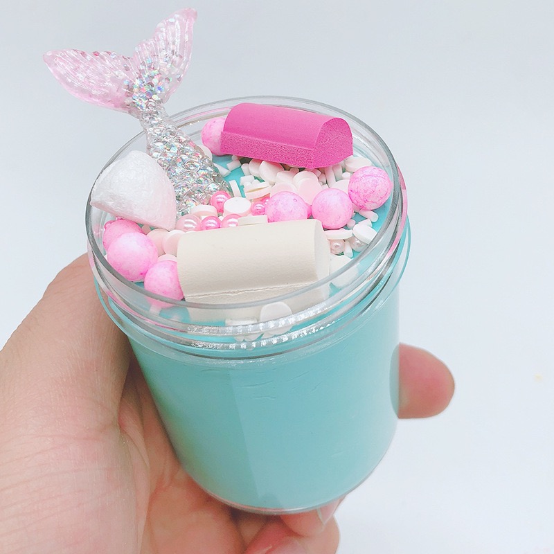 Air Dry Puff Slime, Eco-friendly Jumbo Slime,Soft Butter Slime Mermaid accessories
