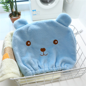 Cartoon bear hair drying cap, coral fleece shower cap, quick-drying <b>towel</b>/<b>head</b> <b>wrap</b> for home use. - Product Image 1