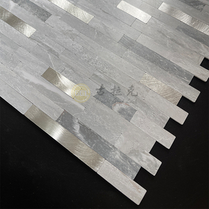 Carreau PVC pour dosseret de cuisine moderne Carreau de mosaïque <span class=keywords><strong>gris</strong></span> <span class=keywords><strong>clair</strong></span> Mélange de carreaux adhésifs en métal - Product Image 2