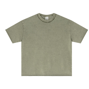 100% algodón lavado ácido personalizado de gran tamaño peso pesado Curling Boxy Fit camiseta Drop Shoulder Boxy camiseta recortada para hombres - Product Image 5