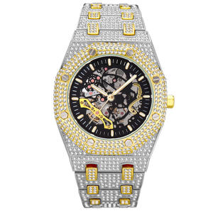Montres pour hommes en acier inoxydable à diamants moissanite, style hip-hop, automatiques, mécaniques, à éclairage nocturne, entièrement serties de diamants, best-seller - Product Image 5