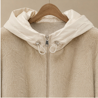 Manteau en fourrure sherpa de luxe pour femmes avec capuche amovible, rembourrage en duvet de canard blanc à 90%, veste chaude d'hiver