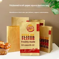 Sacs d'emballage alimentaire jetables en papier kraft à fond carré pour hamburgers et pains à emporter, épais, laminés, imprimés, sans plastique