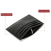 Casing Kartu Logo Kustom Dompet Cuero Hadiah Promosi Pemegang Kartu Kredit ID Kulit Buaya Asli