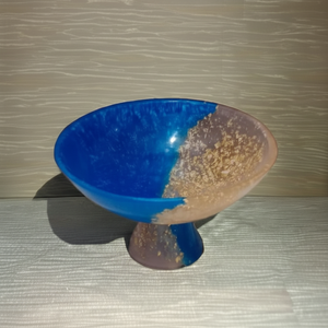 Bol en résine bicolore bleu et transparent avec base pour usages multiples - Product Image 1