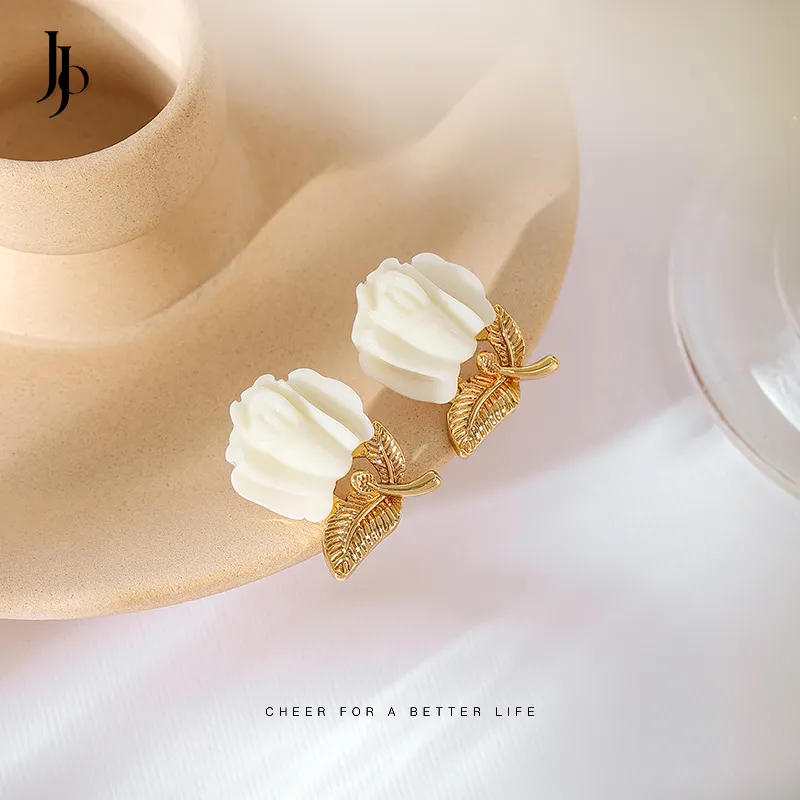 JOJO Fashion Luxus 18 Karat Gold Weiß Rose Harz koreanische Blumen ohrringe Frauen