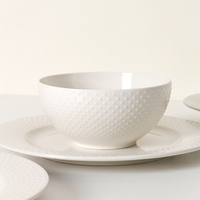 Service de table 32 pièces en porcelaine fine gaufrée, anti-fuite, pour la maison, les restaurants et les hôtels