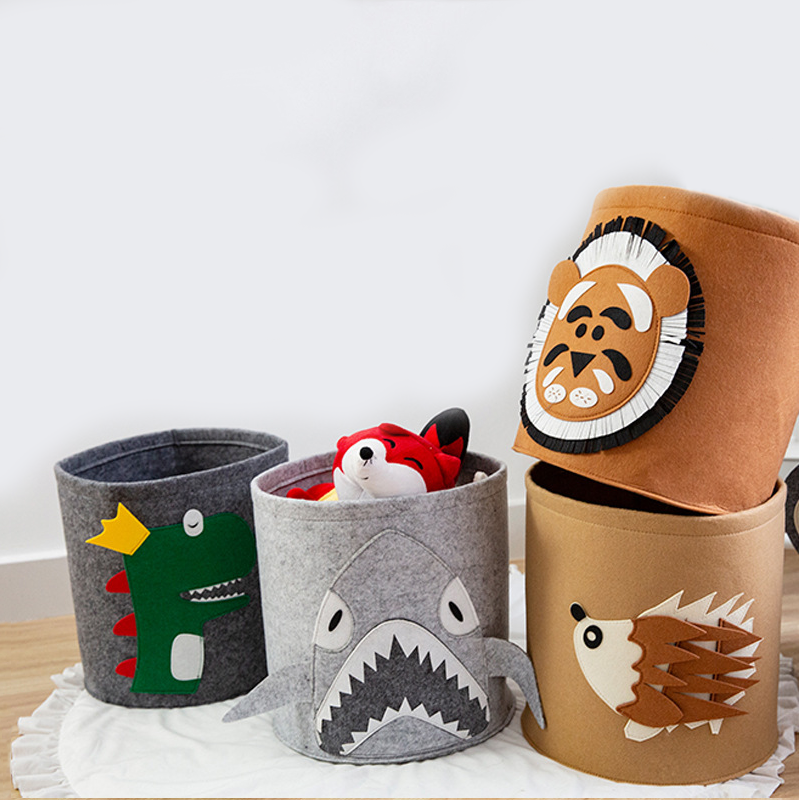 Складная складная корзина для хранения из фетра с милыми животными, детские игрушки, ведро для белья, корзина для хранения из фетра