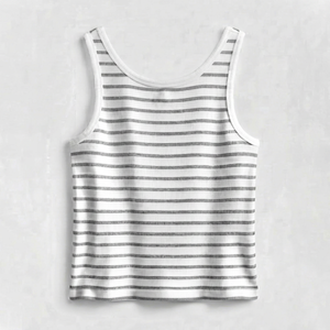 Women's Striped Knitted Tank Top Scoop Neck Streetwear Breathable Eco-Friendly Quick Dry Spandex/organic Cotton Regular Fit - Product Image 1