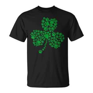 T-shirt vert avec motif de patte de chien et trèfle pour la Saint-Patrick, pour les amoureux des animaux de compagnie - Product Image 1