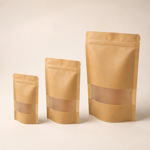 US Stock Best Seller Kraft Stand Up Pouch 7*11*1.6in 18*26*4cm <b>Clear</b> Window Zipper Resealable Tea Nut Coffee Food Packaging OEM - Product Image 2