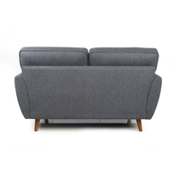 Canapé 2 places en tissu gris foncé, style rétro, avec pieds en bois massif pour salon