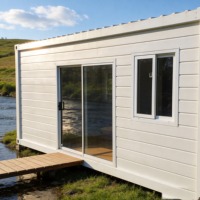Maison Modulaire Contemporaine en Conteneurs, Cabine Préfabriquée en Panneaux Sandwich d'Acier avec Porte Coulissante en Verre et Fenêtre à Double Vitrage pour Bureau et Salon