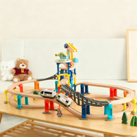 Grand ensemble de jouets de train en bois à grande échelle pour enfants de luxe classique