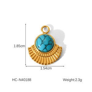 Colgantes de Turquesa Vintage de Acero Inoxidable 316L con Baño de Oro de 14k y 18k, Inoxidables, para Fabricación de Joyas, Collares y Pulseras - Product Image 5