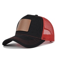 Casquette de baseball en coton avec patch en cuir personnalisé, maille en similicuir, motif drapeau américain, protection solaire estivale pour hommes et femmes