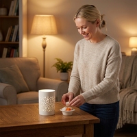 Chauffe-bougie électrique en céramique Green-Life avec prise, sans flamme et luminosité réglable, lumière d'aromathérapie pour parfumer la maison