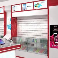 Présentoir d'intérieur moderne pour magasin de téléphonie mobile, vitrine en verre, boîte lumineuse publicitaire, comptoir d'exposition d'accessoires mobiles, personnalisé