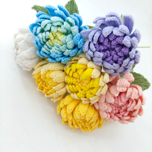 Bouquet <span class=keywords><strong>di</strong></span> Peonie Oversize Fatto a Mano all'Uncinetto in Cotone, Fiore Simulato in Filato Lavabile per Regali e Decorazioni per la Casa - Product Image 4