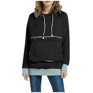 <strong>Women's</strong> Hooded Sweatshirt Winter Kangaroo Pouch Dog Casual Sportswear Pullover Hoodie Jacket with Large Pet Pocket - Product Image 2
