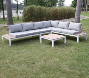 Ensemble <span class=keywords><strong>de</strong></span> <span class=keywords><strong>salon</strong></span> <span class=keywords><strong>de</strong></span> <span class=keywords><strong>jardin</strong></span> moderne en forme <span class=keywords><strong>de</strong></span> L, en <span class=keywords><strong>bois</strong></span> et <span class=keywords><strong>aluminium</strong></span>, pour cours, hôtels, villas, canapé <span class=keywords><strong>de</strong></span> <span class=keywords><strong>jardin</strong></span> - Product Image 1