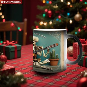 Mug noir mat givré 11oz en céramique sensible à la chaleur, tasse à boire quotidienne pour le bureau - Product Image 2