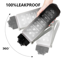 1000ml Romantique Couleur Tritan Bouteille D'eau En Plastique En Plastique Sport Bouteille D'eau Voyage Fitness Tasse D'eau avec Flip Top Cover