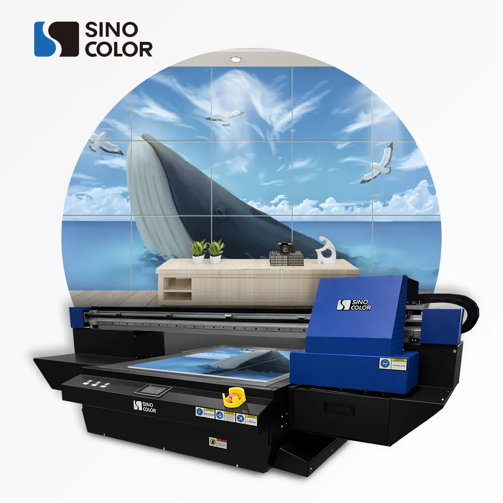 SinoColor Máquina de impressão plana LED para tapetes digitais, caixa de vidro para celular SinoColor comercial tamanho A1 6090