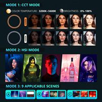 NEEWER Lampu Cincin LED RGB 18 Inci Kontrol APP dengan Stand dan Penyangga Ponsel untuk Selfie, Makeup, TikTok, Vlog