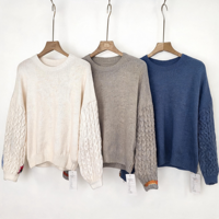 Pulls d'automne pour femmes de haute qualité, à épaules tombantes, en tricot torsadé, à manches longues, col rond, décontractés, épais, surdimensionnés