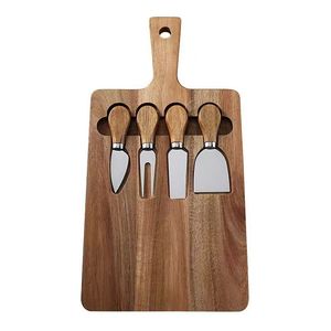 Acacia Wood Cheese Board <b>Set</b> 4 Piece Stainless Steel Knife <b>Set</b> Home Use Portable Durable Cutting Board - Product Image 4
