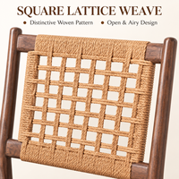 Chaise de salle à manger avec dossier en corde tressée, coussin en PU gris, structure en métal imitation bois, idéale pour restaurants, hôtels et cours – Direct Usine